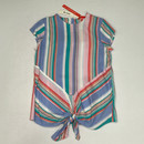 Aqua Striped Tie-up Shirt Large