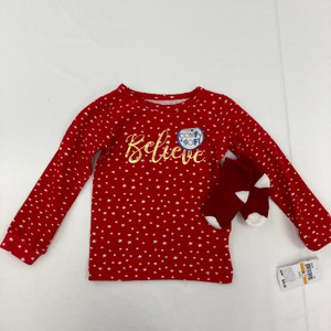 Max and Olivia Believe Pajama Top W/ Socks 3T