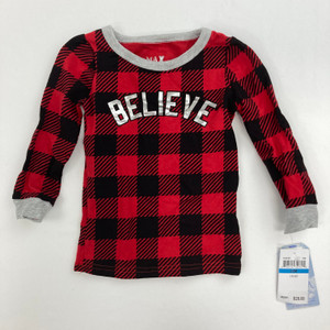 Max and Olivia Plaid Believe Pajama Top 24 mth