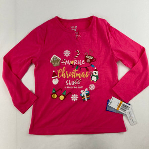 Max and Olivia Christmas Sleep Top S 6/6X