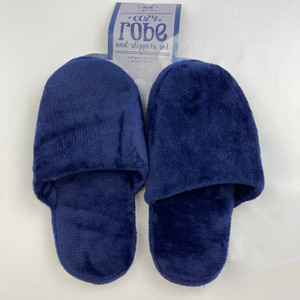 Max and Olivia Navy Slippers XL