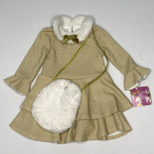 Blueberi Boulevard Gold Stripe Dress w/ Purse 2T