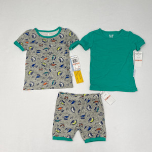 Max & Olivia Teal Dino 3 Piece Set 2T