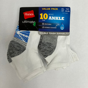 Hanes 10PK Ankle Socks S (4.5-8.5)