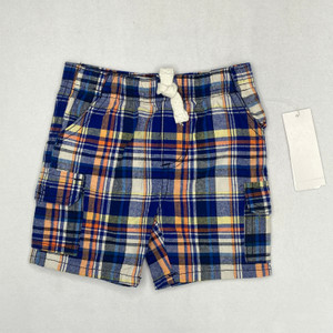 Kids Headquarters Blue Orange Plaid Shorts 3-6 mth