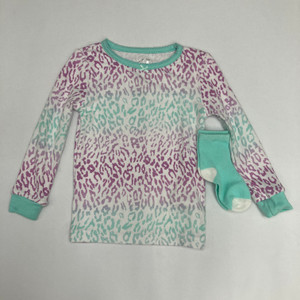 Max and Olivia Patterned Pajama Top and Socks 2T