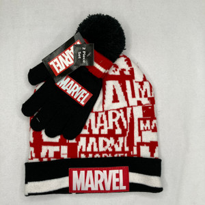 Marvel Red And Black Gloves+Hat Set One Size