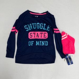 Max & Olivia Blue Snuggle PJ Top & Socks 6 2-Piece