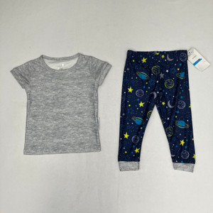 Max & Olivia Gray Pj Shirt & Blue Space Pants 24m