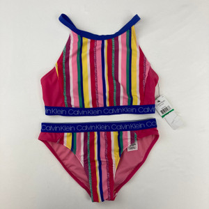 Calvin Klein Logo Striped Swimsuit Large 12/14 yr