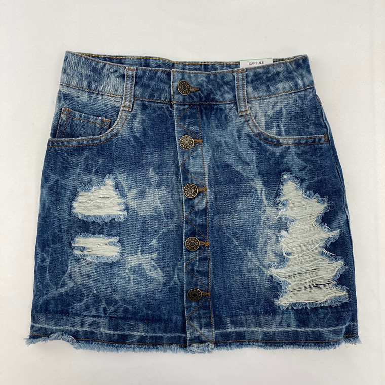 Epic Threads Ripped Botton Denim Skirt 8 yr