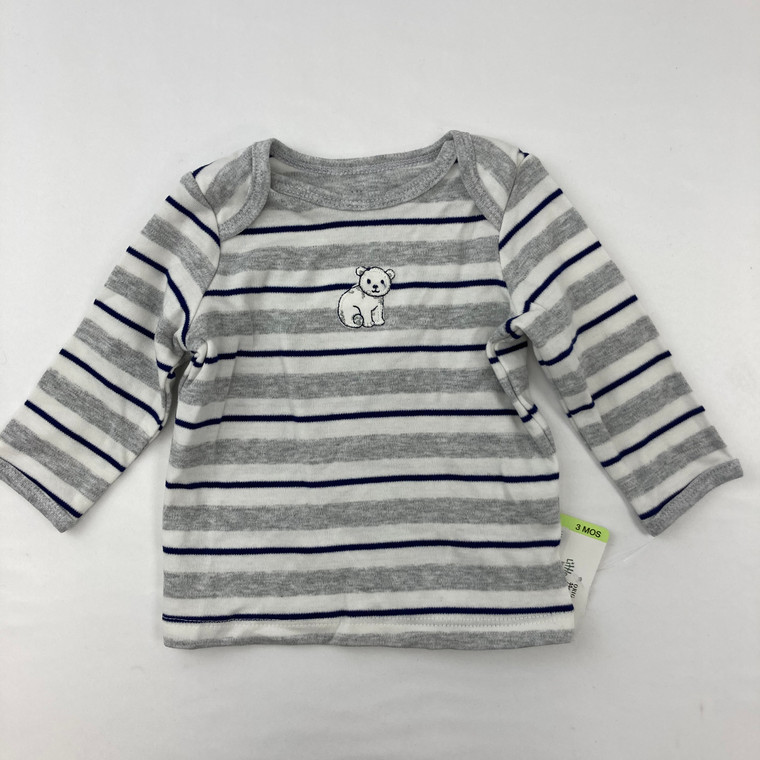 Little Me Striped Bear Top 3 mth