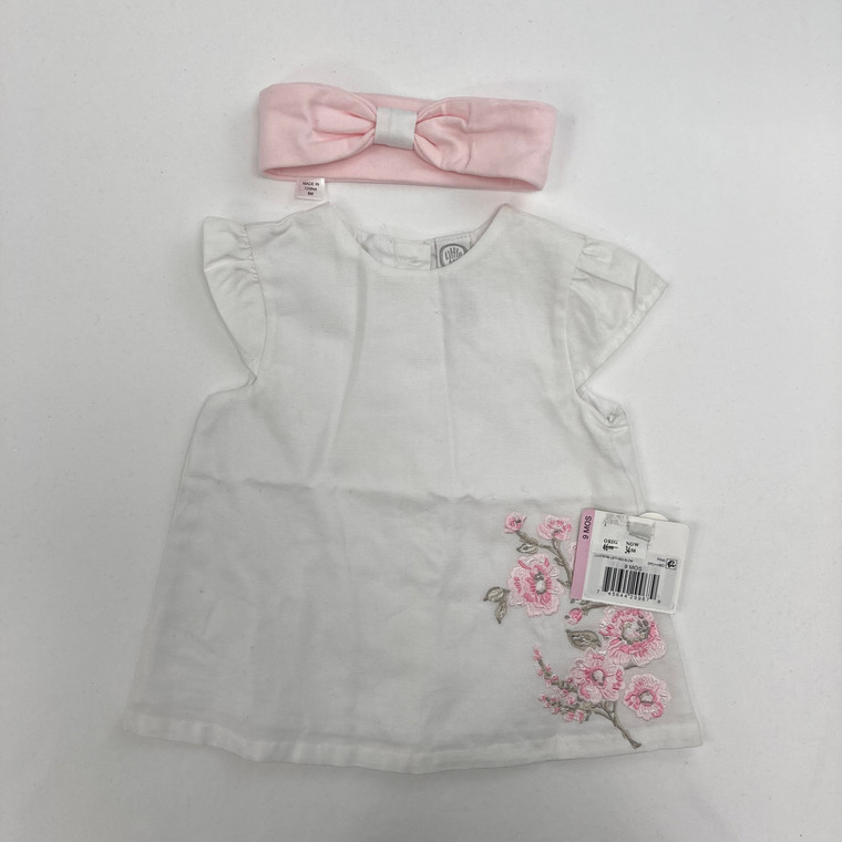 Little Me White Floral Top 9 mth