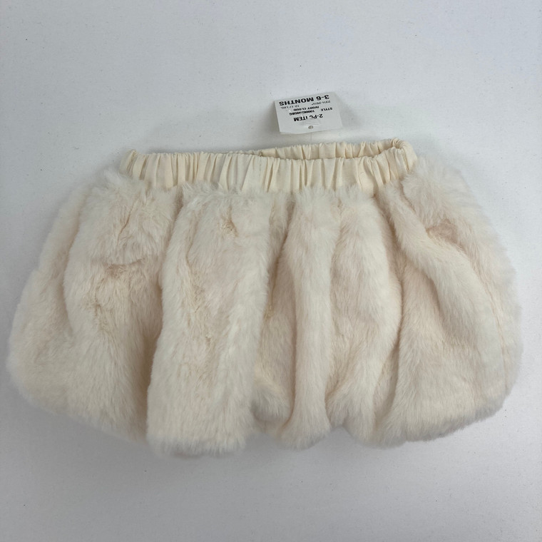 First Impressions Ivory Cloud Fur Skirt 3-6 mth