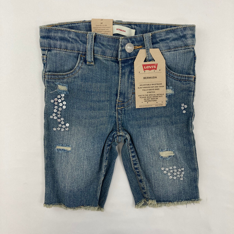 Levis Sequin Ripped Jean Shorts 3T