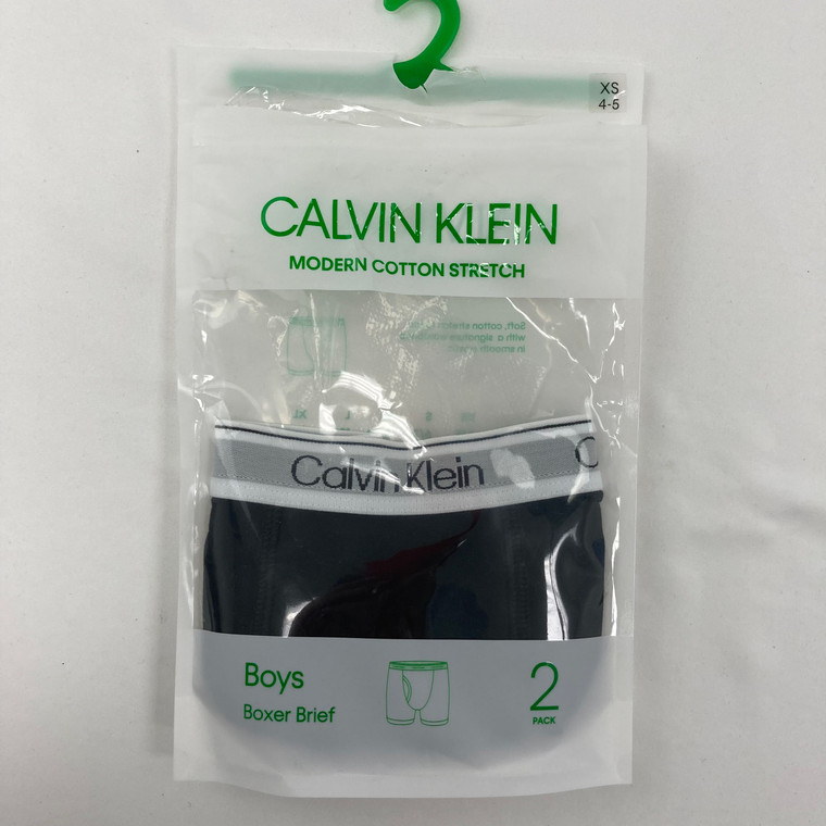 Calvin Klein Solid Black Stretch Boxer Brief XS 4-5 yr