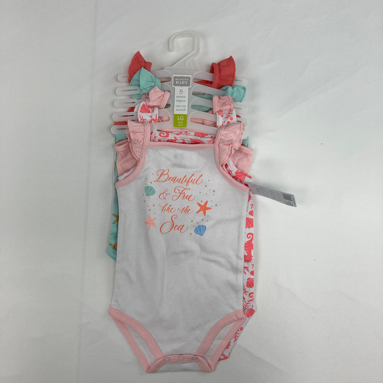 Hudson Baby 5 Sleeveless Bodysuits 6-9 mth