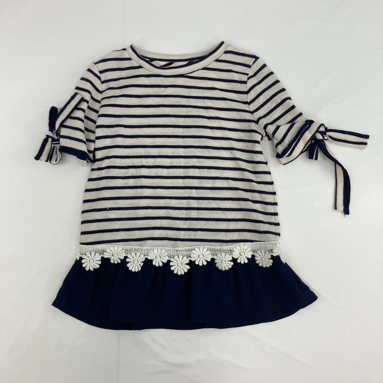 Monteau Navy Striped Tie Top Small