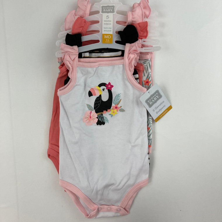 Hudson Baby 5 Sleeveless Bodysuits 3-6 mth