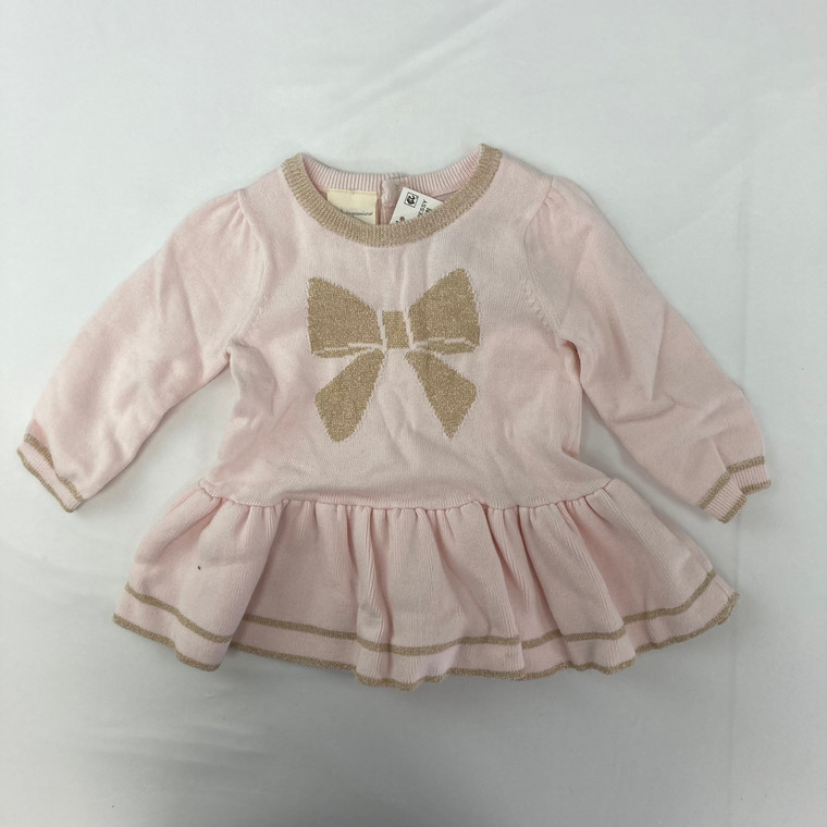 First Impressions Gold Bow Dress 3-6 mth