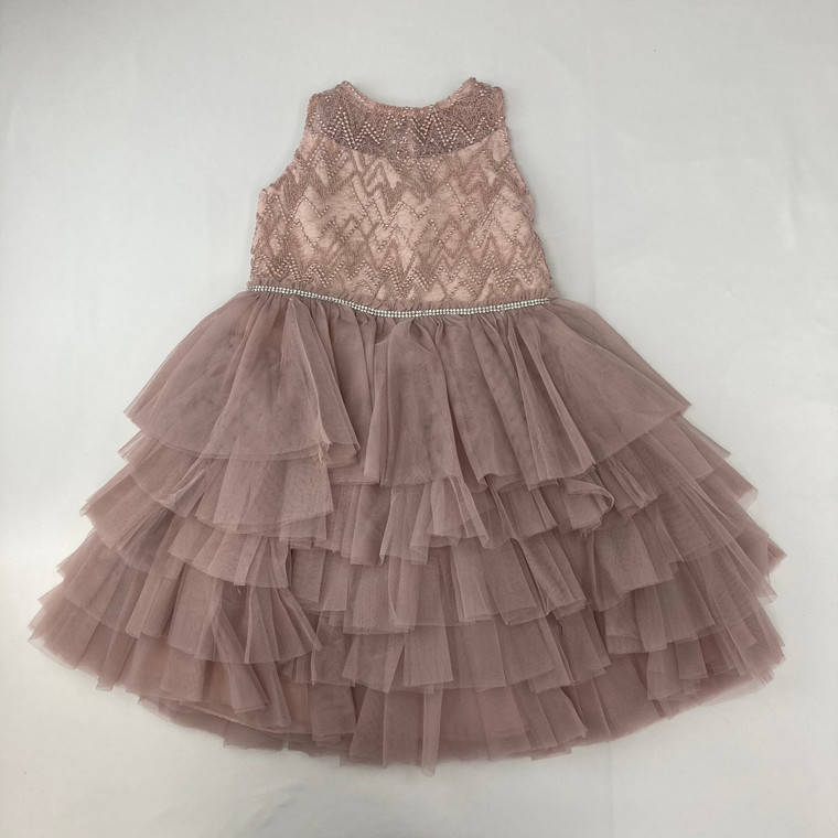 Badgley Mischka Rose Taupe Dress 6 yr