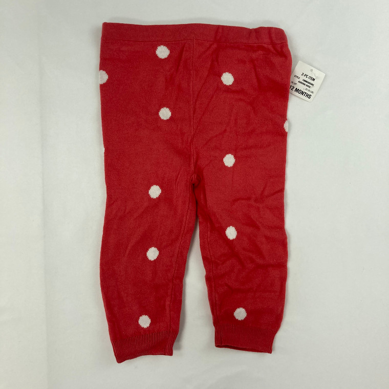 First Impressions Coral Polka Dot Leggings 12 mth