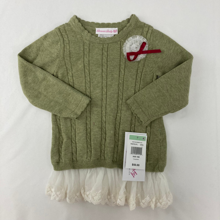 Bonnie Jean Long Olive Sweater 18 mth