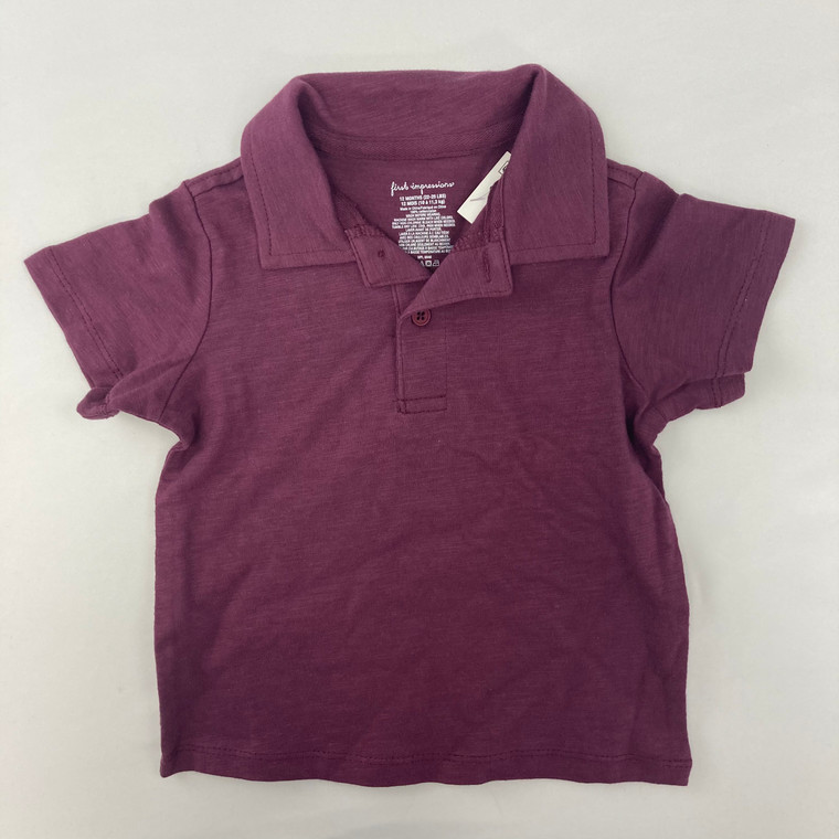 First Impressions Burgundy Polo Top 12 mth