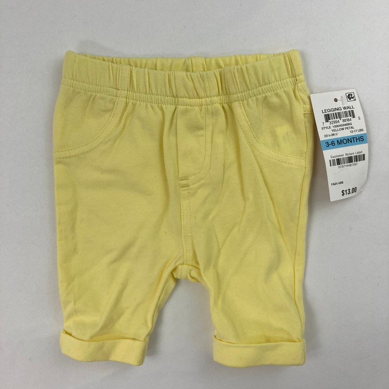 First Impressions Solid Yellow Bermuda Short Leggings 3-6 mth
