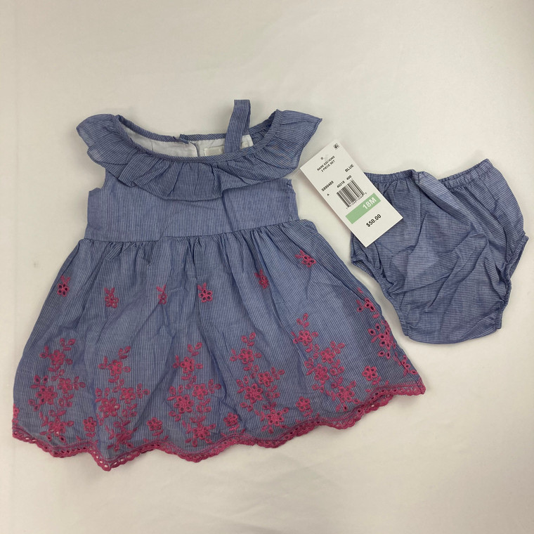 Rare Editions Side Ruffle Chambray Dress 18 mth