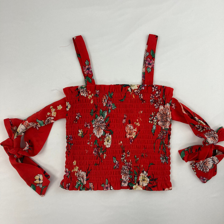 Rare Editions Floral Scrunched Top 10 yr