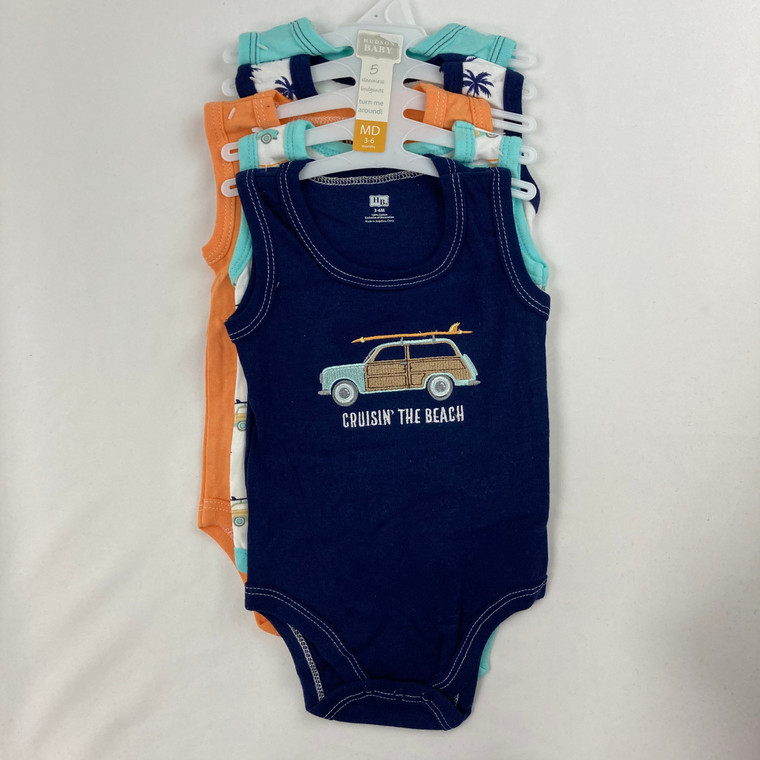 Hudson Baby 5-Pack Sleeveless Bodysuits 3-6 mth