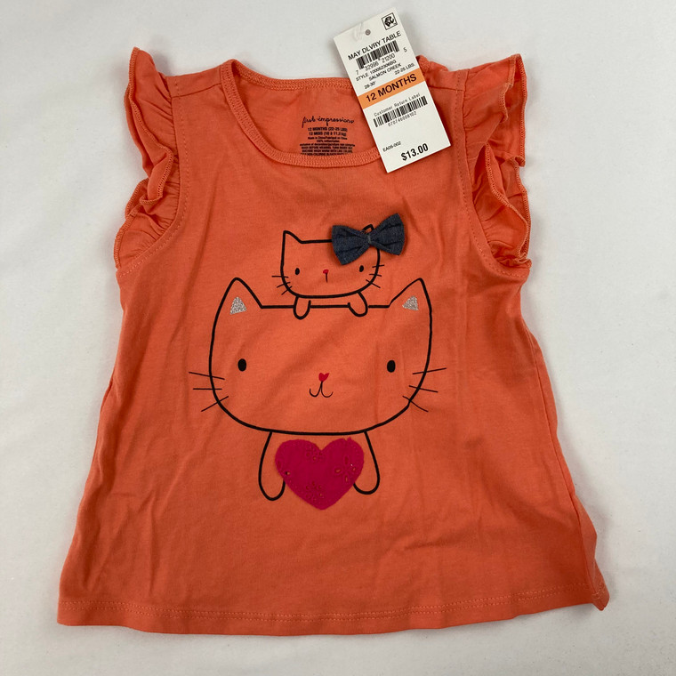 First Impressions Heart Kitty Tee 12 mth