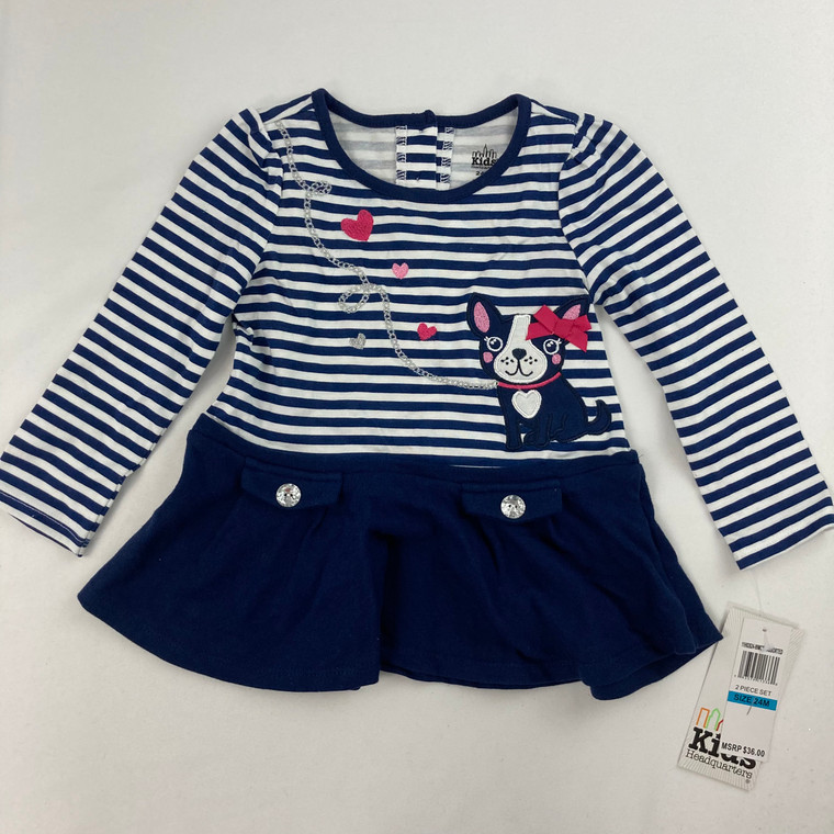 Kids Headquarters Stripe Dog Top 24 mth