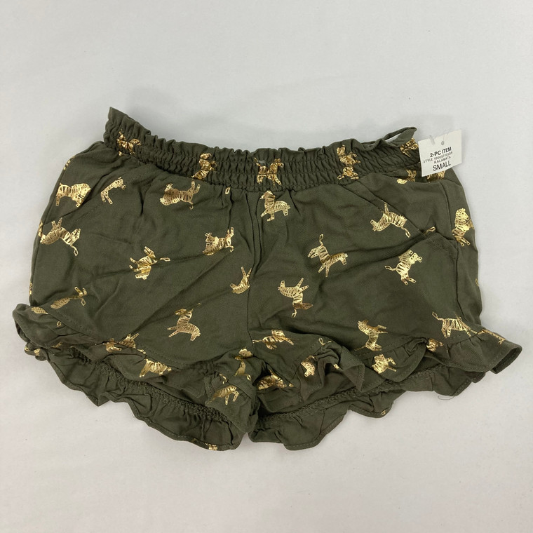 Olive and Gold Zebra Shorts Small