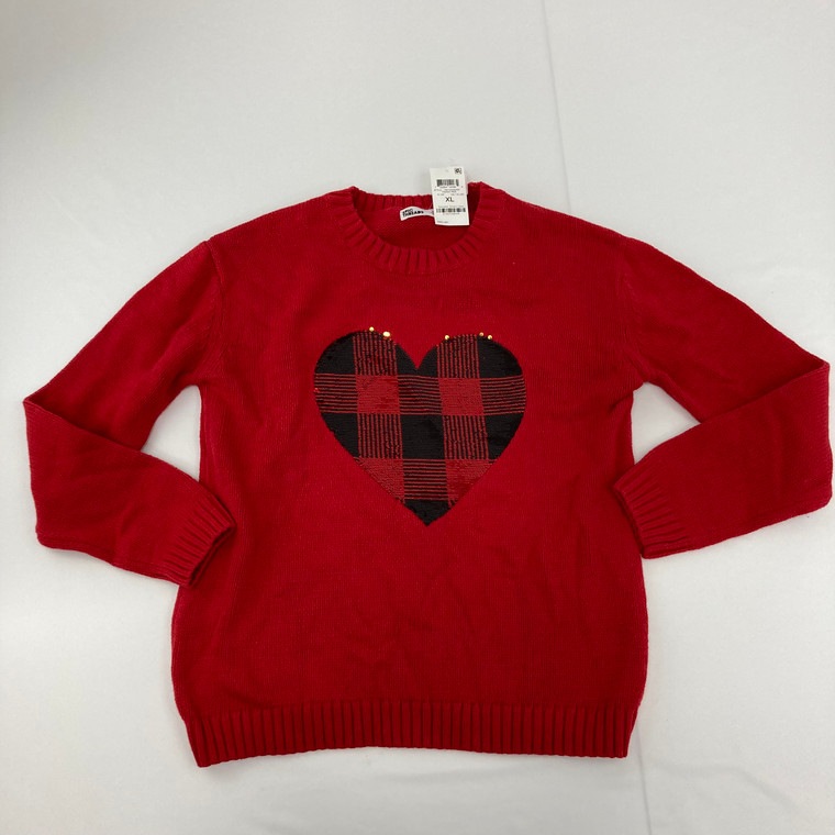 Epic Threads Flip Sequin Heart Sweater XL