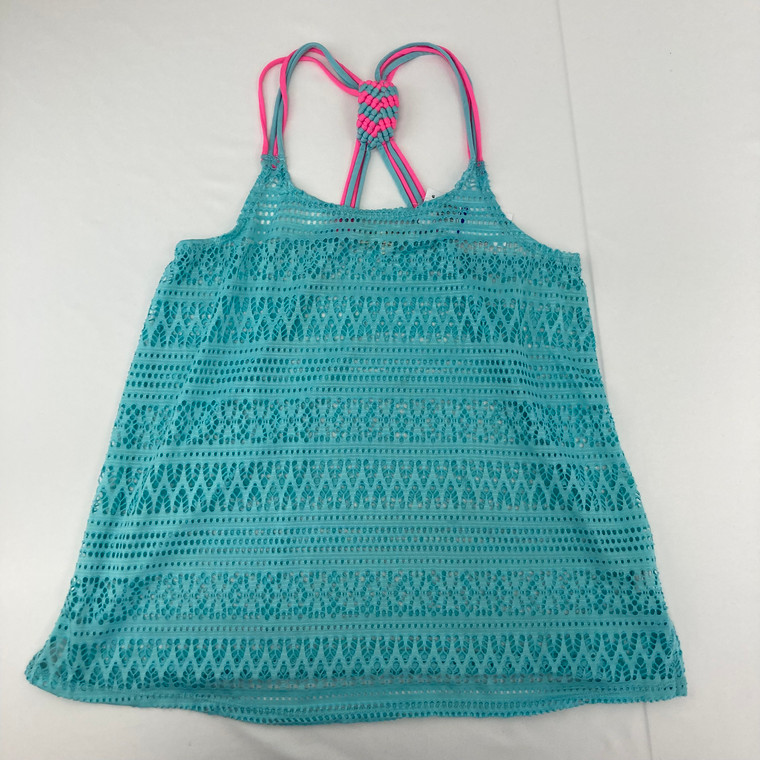 Miken Mermaids Turquoise Crochet Cover Up Top XL 18-20 yr