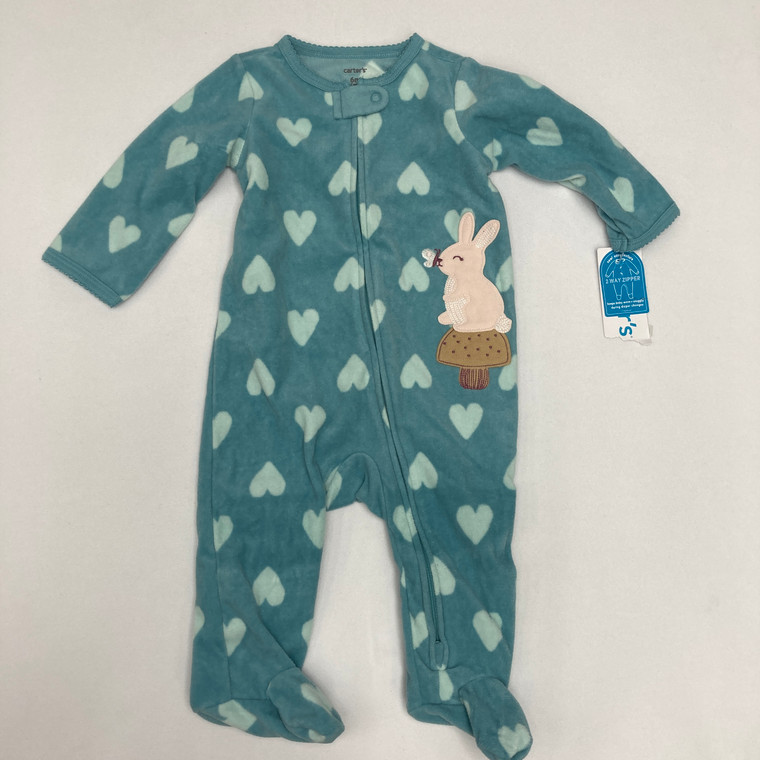 Carters Blue Hearts Bunny 1-pc 6 mth