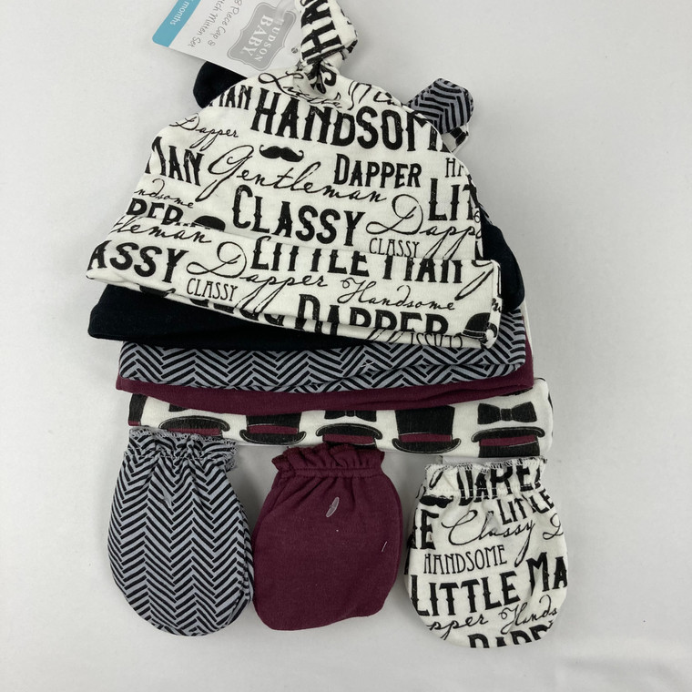 Hudson Baby 8-Piece Vintage Cap and Mittens 0-6 mth
