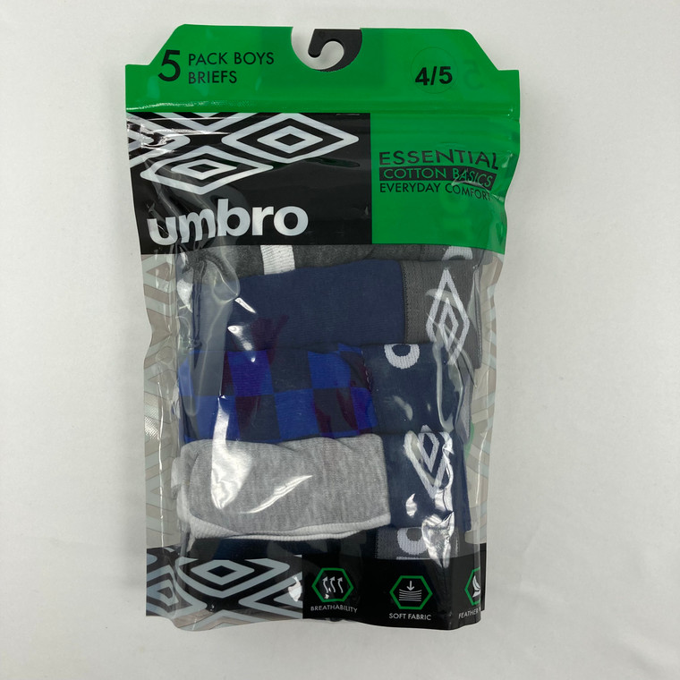 Umbro 5-Pack Cotton Basic Briefs 4/5 yr