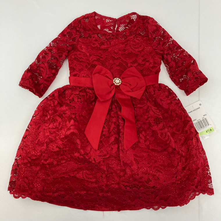 Rare Editions Glitter Lace Dress 4/4T