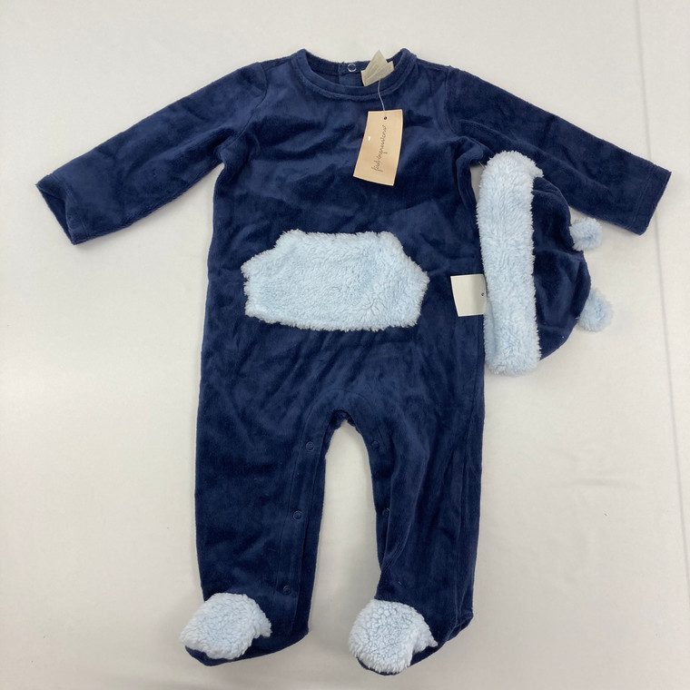 First Impressions Navy Nautical Velour Coverall 2-pc 6-9 mth