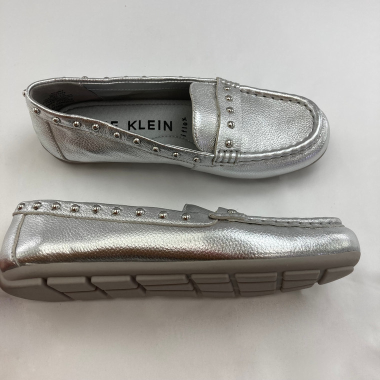 Anne Klein Studded Silver Loafers 5.5