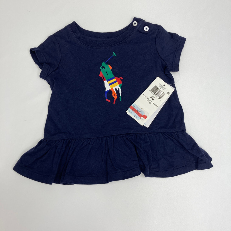 Polo Ralph Lauren Baby Girls Big Pony T-Shirt French Navy 6 mth