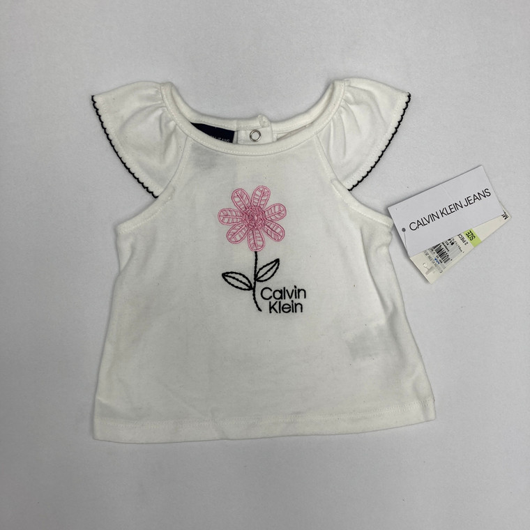 Calvin Klein White Flower Top 3-6 mth