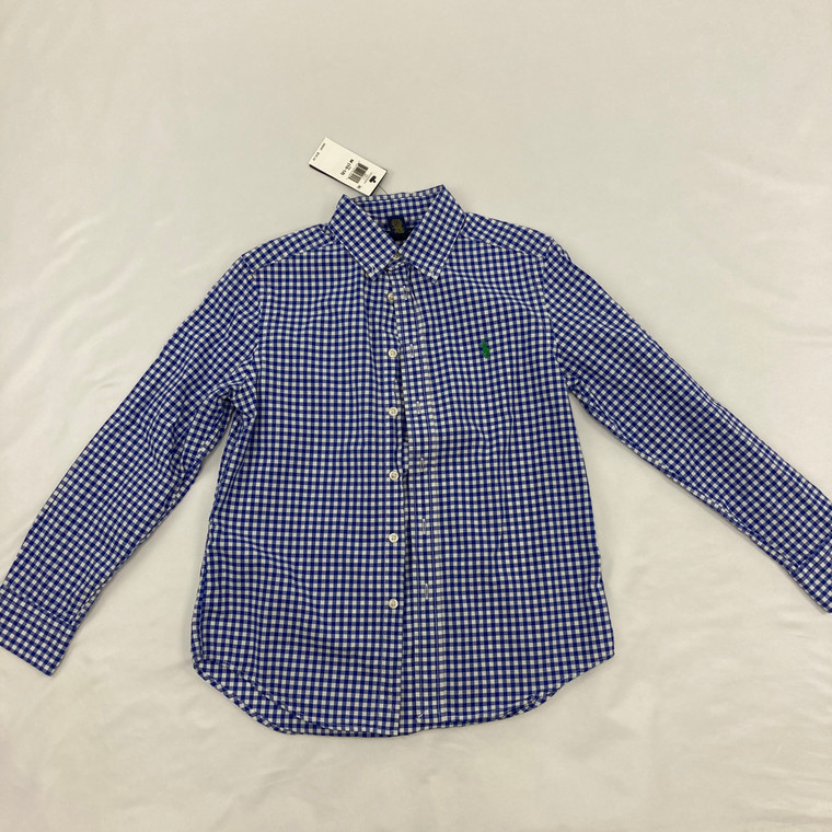 Ralph Lauren Blue Checkers Button Down Medium 10-12 yr