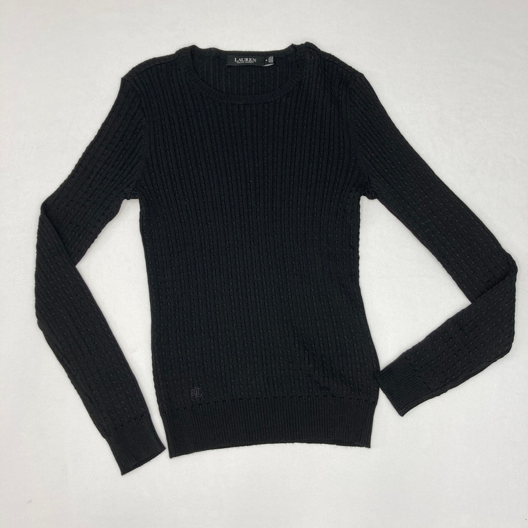 Ralph Lauren Black Cable Knit Sweater M 12 yr