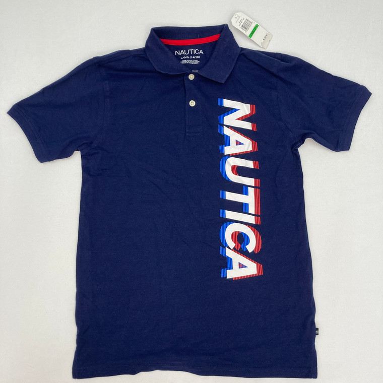 Nautica Big Boys Blue Side Heat Polo 14 yr
