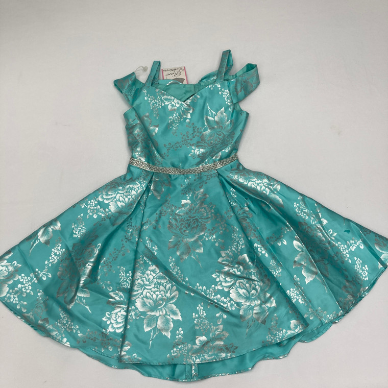 Rare Editions Floral Aqua Dress 8 YR