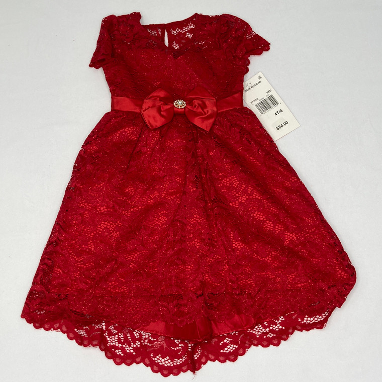 Rare Editions Red Glitter Dress 4T